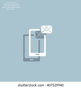 Send a letter icon, mobile phone and mail. Vector illustration