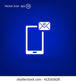 Send a letter icon, mobile phone and mail. Vector illustration