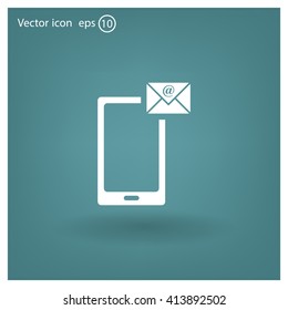 Send a letter icon, mobile phone and mail. Vector illustration