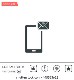 Send a letter icon, mobile phone and mail. Vector illustration