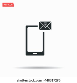 Send a letter icon, mobile phone and mail. Vector illustration