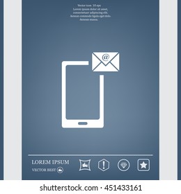 Send a letter icon, mobile phone and mail. Vector illustration