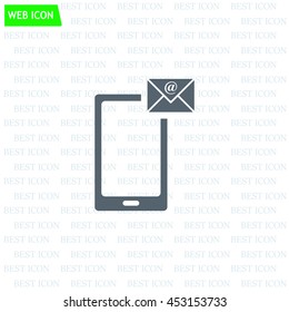 Send a letter icon, mobile phone and mail. Vector illustration
