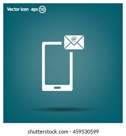 Send a letter icon, mobile phone and mail. Vector illustration