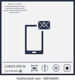 Send a letter icon, mobile phone and mail. Vector illustration