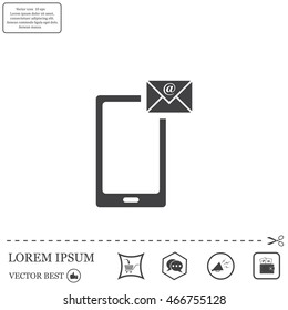 Send a letter icon, mobile phone and mail. Vector illustration