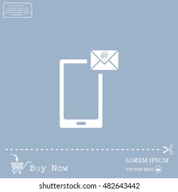 Send a letter icon, mobile phone and mail. Vector illustration