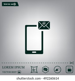 Send a letter icon, mobile phone and mail. Vector illustration