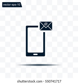 Send a letter icon, mobile phone and mail. Vector illustration