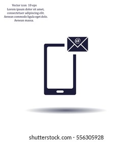 Send a letter icon, mobile phone and mail. Vector illustration