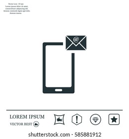 Send a letter icon, mobile phone and mail. Vector illustration
