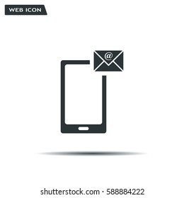 Send a letter icon, mobile phone and mail. Vector illustration