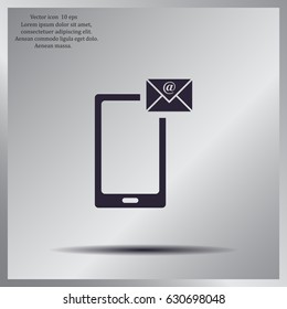Send a letter icon, mobile phone and mail. Vector illustration