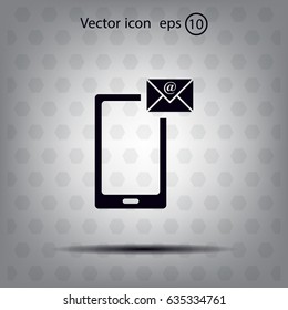 Send a letter icon, mobile phone and mail. Vector illustration