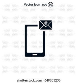 Send a letter icon, mobile phone and mail. Vector illustration