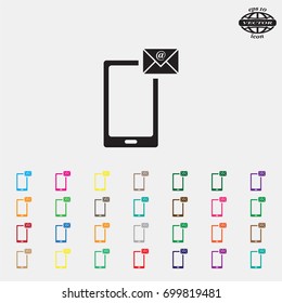 Send a letter icon, mobile phone and mail. Vector illustration