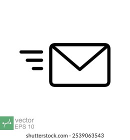 Send letter icon. Simple outline style. Envelope, message, email, post, fast concept. Thin line vector illustration symbol isolated on white background. EPS 10.