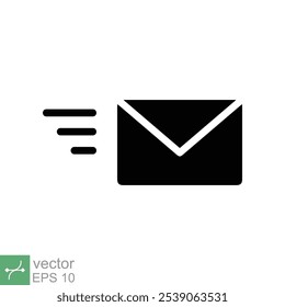 Send letter icon. Simple solid style. Envelope, message, email, post, fast concept. Glyph vector illustration symbol isolated on white background. EPS 10.