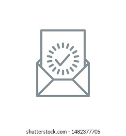 send letter on e-mail outline flat icon. Single high quality outline logo symbol for web design or mobile app. Thin line send mail logo. gray icon pictogram isolated on white background