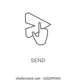 Send linear icon. Send concept stroke symbol design. Thin graphic elements vector illustration, outline pattern on a white background, eps 10.