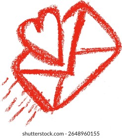 Enviar Carta de Amor Amor Romance Ícone Relacionado Giz de giz de cera Desenho Vetor