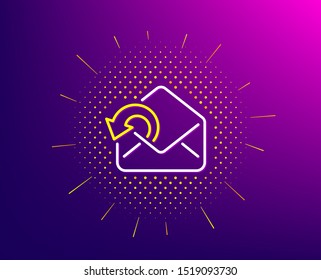 Send Mail download line icon. Halftone pattern. Sent Messages correspondence sign. E-mail symbol. Gradient background. Send Mail line icon. Yellow halftone pattern. Vector