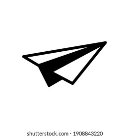 Send Mail Email Message Pictogram, Paper Origami Airplane Illustration Flat Icon On White Background. Thin Line Signs Design. Single High Quality Symbol For Web Design Or Mobile App. Vector EPS 10.