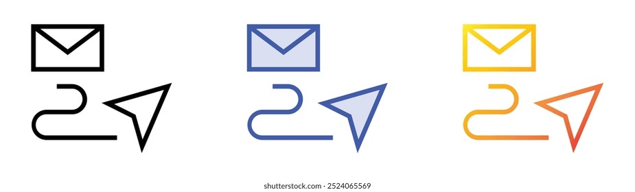 Icono de enviar correo. Lineal, relleno azul y diseño de estilo degradado aislado sobre fondo blanco