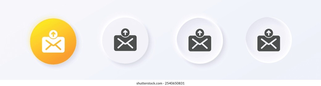 Send mail icon. Neumorphism round style button design vector