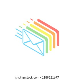 send mail icon. sms line. Stack of colorful isometric icons on white background