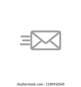send mail icon. sms line. Dotted outline silhouette with shadow on white background