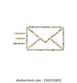 send mail icon. sms line. Colored mosaic with polygons