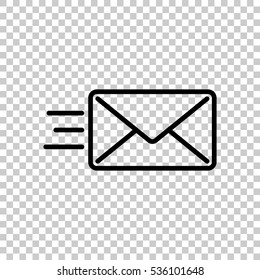 send mail icon. sms line. Black icon on transparent background.