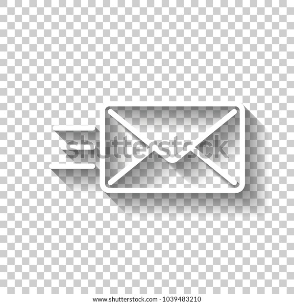 メールの送信アイコン Sms行 透明な背景に白いアイコンと影 のベクター画像素材 ロイヤリティフリー