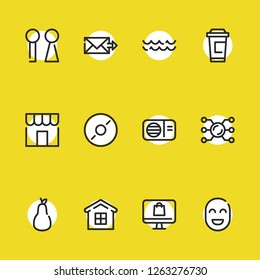 Send mail icon with wave, cryptocurrency and ecommerce symbols. Set of water, message, bathroom icons and house concept. Editable vector elements for logo app UI design.