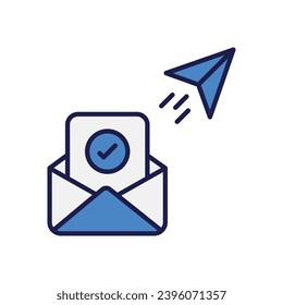 icono de envío de correo con ilustración de material vectorial de fondo blanco