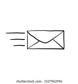 send mail illustration icon with handdrawn doodle style
