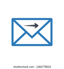 Send mail message or forward mail line art icon - Blue