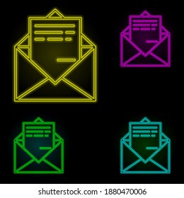 Send mail neon color set icon. Simple thin line, outline vector of global logistics icons for ui and ux, website or mobile application