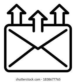 Icono de solicitud de correo. Símbolo de petición de correo de contorno icono vectorial de solicitud de correo para diseño web aislado en fondo blanco