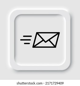Send mail simple icon vector. Flat design. Neumorphism design.ai