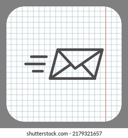 Send mail simple icon vector. Flat design. On graph paper. Grey background.ai