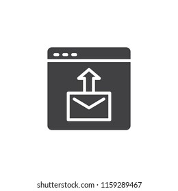 Send mail vector icon. filled flat sign for mobile concept and web design. Website with send email simple solid icon. Symbol, logo illustration. Pixel perfect vector graphics