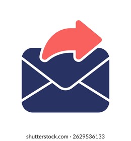 Send Mail Vector Icon for Online Messaging and Email Action. Paperwork delivery symbol, email submission and communication. solid duo tone Icon