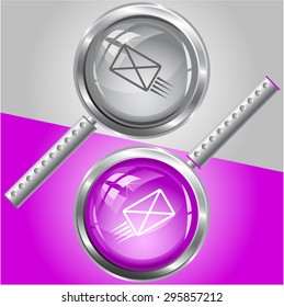 send mail. Vector magnifying glass.