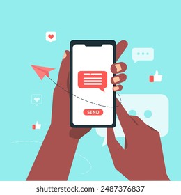 send message by phone concept illustration