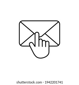 send message, contact us icon in flat black line style, isolated on white 