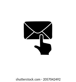 send message, contact us icon   in solid black flat shape glyph icon, isolated on white background 