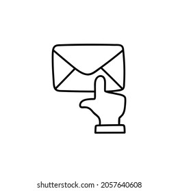 send message, contact us icon in flat black line style, isolated on white 