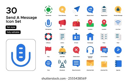Send a Message Flat Icon Set: SMS, Emails, and Instant Messaging Icons